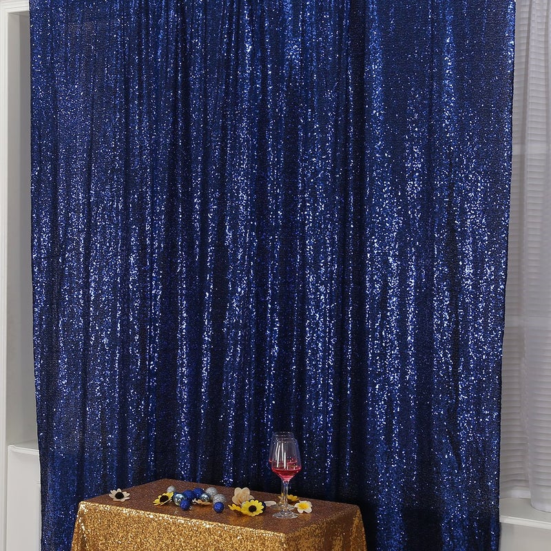 Poise3EHome 7FT x 7FT Sequin Photography Backdrop Curtain for Party Decoration, Navy Blue - Image 2